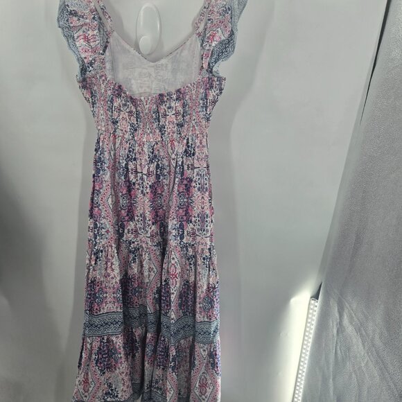 Caroline Constas White Diamond Floral Bohemian Tired Maxi Dress Small FLAW - Picture 3 of 16